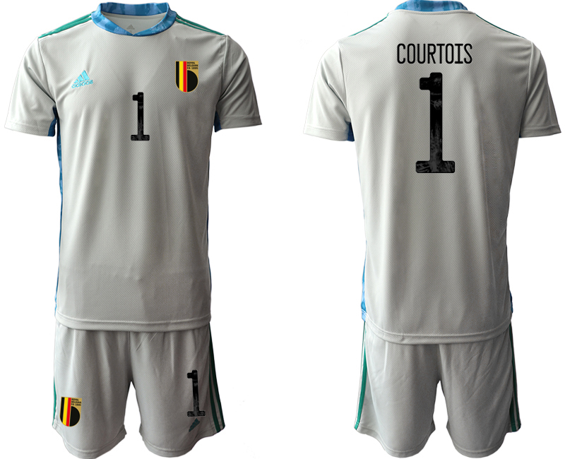 Men 2021 European Cup Belgium grey goalkeeper #1 Soccer Jerseys